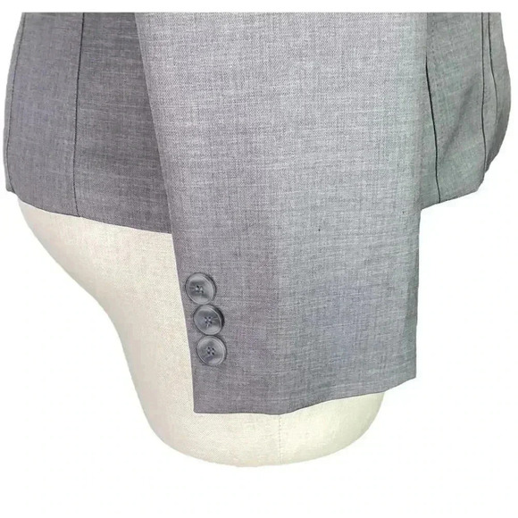 Kasper Women 14 2 Button Suit Jacket Blazer Gray Long Sleeves Pockets Office - Picture 4 of 7